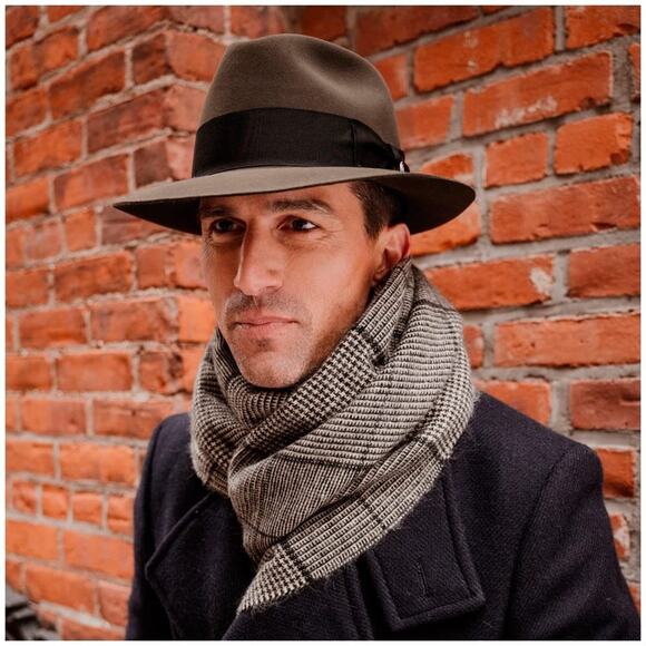 Stetson Temple Royal Deluxe Fur Felt Fedora Hat Sage Size 6 7/8 Feather Accent - Picture 8 of 8